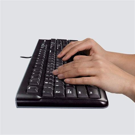 Logitech Mk120 Full Size Wired Membrane Keyboard And Mouse Bundle For Windows With Usb Plug And