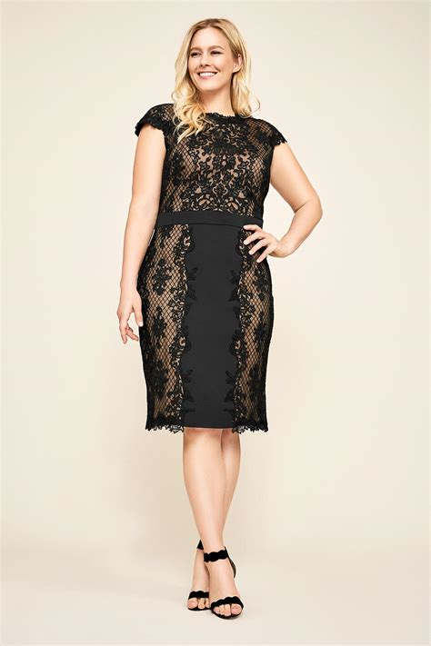 Tadashi Shoji Alexandra Embroidered Lace Dress Plus Size In Black Lyst