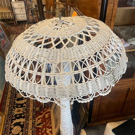 white wicker floor lamp – Re Antiques