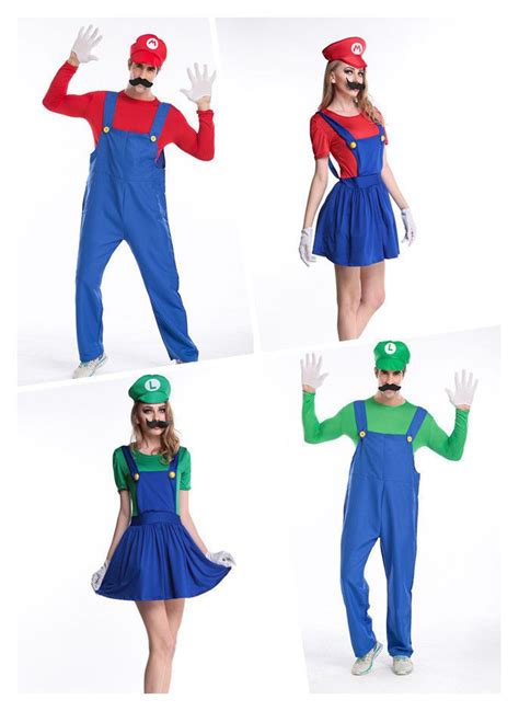 Menandwomen Super Mario And Luigi Bros Fancy Dress Costume Outfit Cosplay