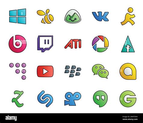 20 Social Media Icon Pack Including Zootool Messenger Picasa Wechat