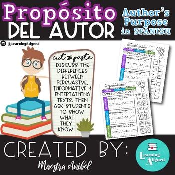 Prop Sito Del Autor Author S Purpose Spanish Worksheet Cut Sort