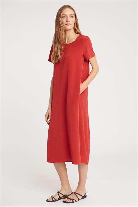 Silk Pleat Back Tee Dress Cuyana Dresses Xs Short Sleeve Dresses