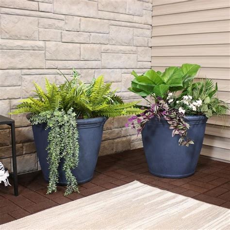 Sunnydaze Decor 4 Pack 24 In W X 195 In H Slate Fiberglass Planter In