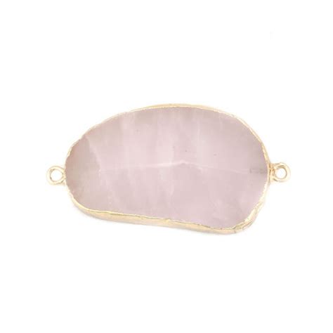 DoreenBeads Grade A Rose Quartz Natural Connectors Oval Gold