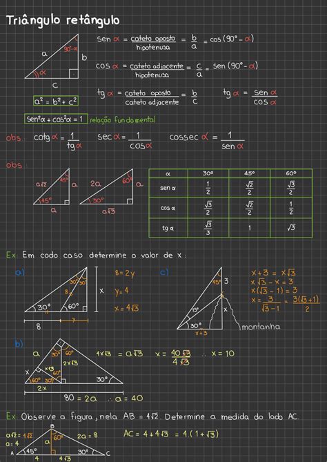 Trigonometria no Triângulo Retângulo (Matemática C 7/21 - ENEM/Vestibulares) | Notas de aula