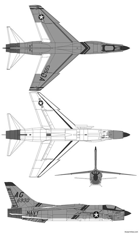 Vought F E Crusader Blueprintbox Free Plans And Blueprints Of