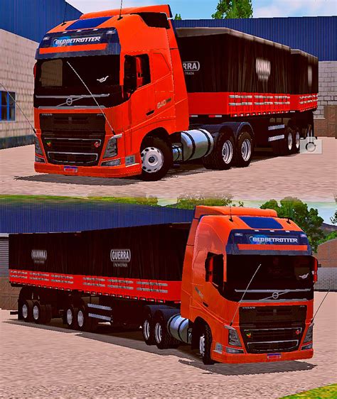 Skins Volvo Fh Conjunto Todo Laranja No Bitrem Rodas Cromadas