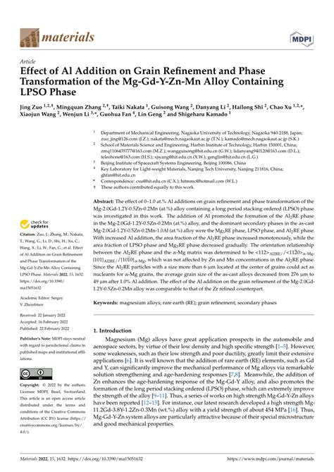 PDF Effect Of Al Addition On Grain Refinement And Phase