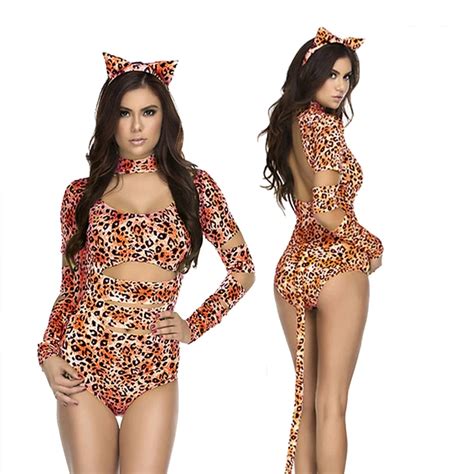 Exclusive New Stock Halloween Women Sexy Catwoman Costume Erotic Long Sleeve Cut Out Lingerie