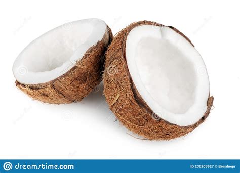 Coconut With Half Isolated On White Background Stock Image Image Of