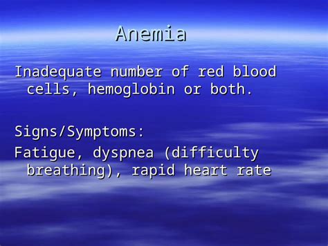 Ppt Anemia Inadequate Number Of Red Blood Cells Hemoglobin Or Both