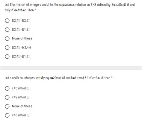 Solved Let Z Be The Set Of Integers And R Be The Equivalence