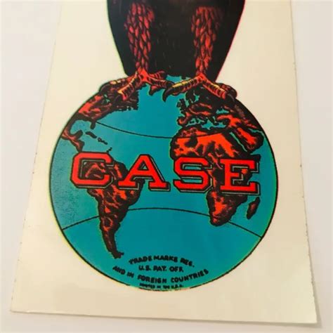 VINTAGE CASE TRACTOR Decal Eagle Logo World Globe Blue Red 6.5 x 3 ...