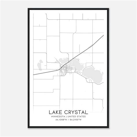 Lake Crystal Minnesota Map Poster, Modern Home Decor Wall Art Print