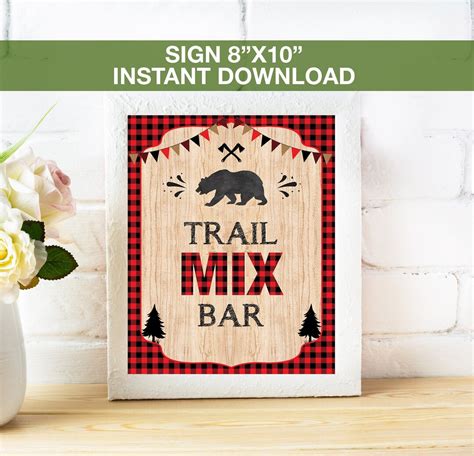 Trail Mix Bar Sign Lumberjack Trail Mix Bar Sign Baby Shower