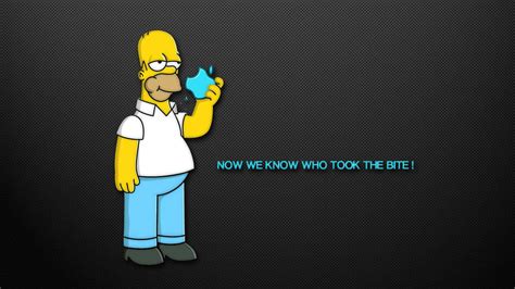 Download Corny Homer Simpson Biting Apple Wallpaper Wallpaper