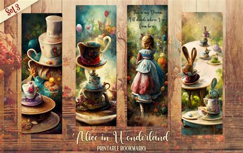 Beautiful Alice In Wonderland Bookmarks Printable Graphics Gurl