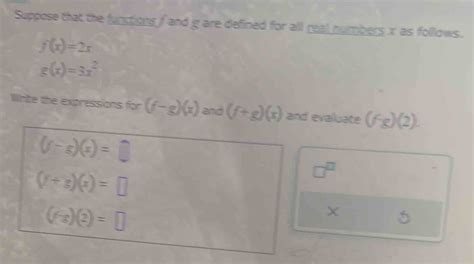 Solved Suppose That The Functions F And G Are Defined For All Real