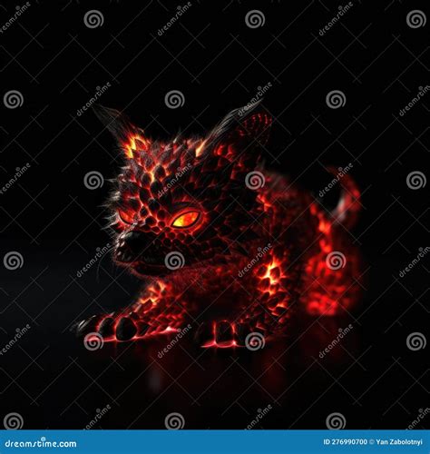 Forma Fofa Do Hellhound Em Vermelho Fogo Em Fundo Preto Ai Generativo