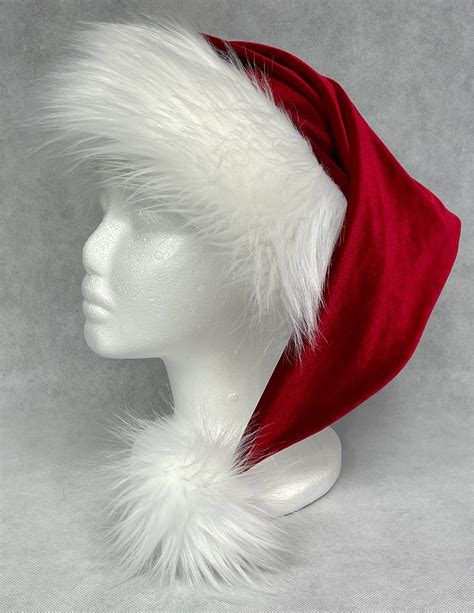 Luxury Velvet Faux Fur Christmas Santa Hat Etsy Santa Hat Faux