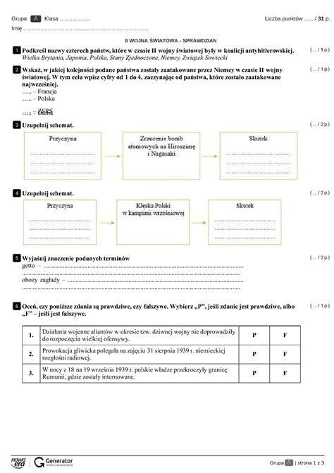 Pdf Ii Wojna Wiatowa Sprawdzian Test Z Widoczn Punktacj Compress