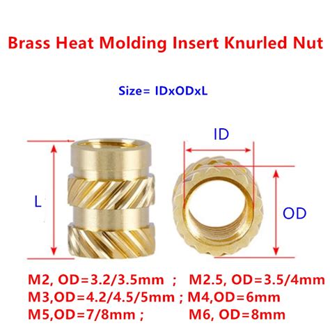 M M M M M M Brass Hot Melt Insert Knurled Nut Thread Heat Molding Double Twill Injection