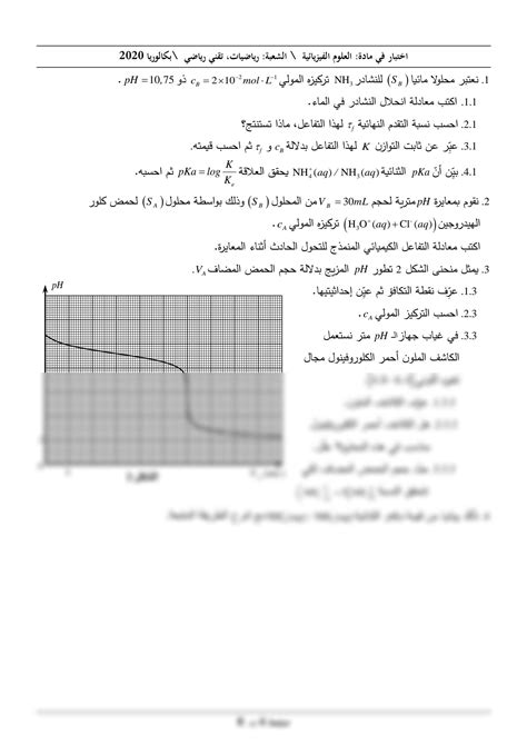 SOLUTION Examen baccalauréat dans physique session 2020 Studypool