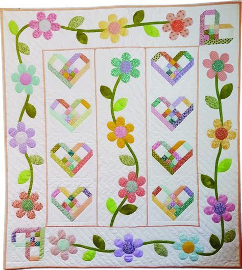 Hearts And Flowers Lap Quilt Pattern Etsy Heart Quilt Pattern Girl