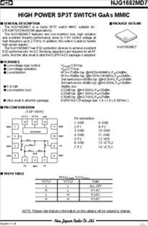 Njg Md Datasheet High Power Spdt Switch Gaas Mmic The Njg Md