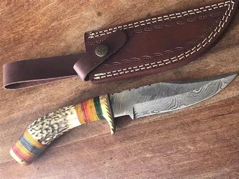 Cuchillo Acero Damasco Cabo De Ciervo 13 Cm Hoja Y 25 Largo Cuotas