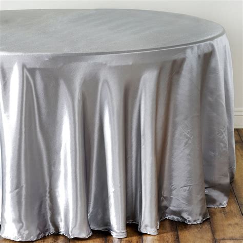 Buy Silver Satin Round Tablecloth Pack Of Tablecloth At