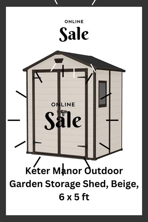 Keter Manor Outdoor Apex Double Door Garden Storage Shed 6 X 5ft Beige