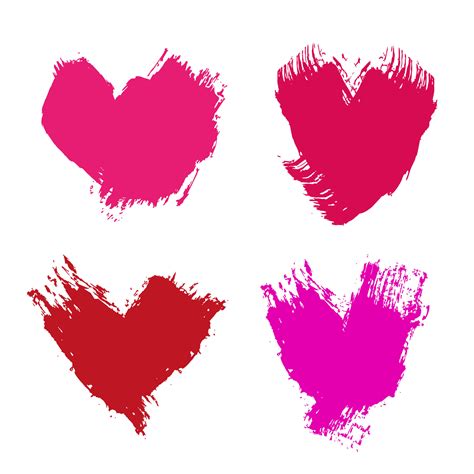 Vector grunge hearts for text. Red pink brush strokes by Valentine day ...