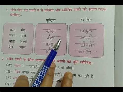 Class Hindi Vyakaran Chapter Ling Question Answer By Bandana