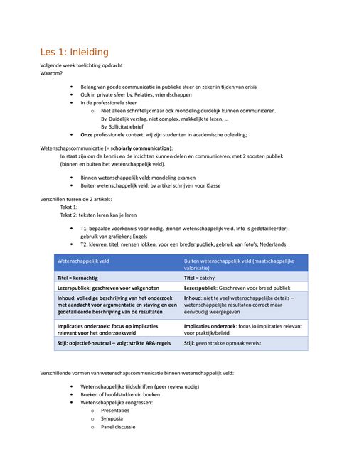 Les Notities Les Inleiding Les Inleiding Volgende Week