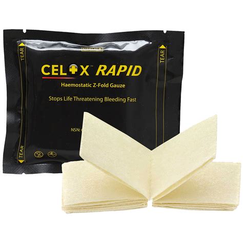 Celox rápida hemostático Z-Fold trauma hemorragia control de acción ...