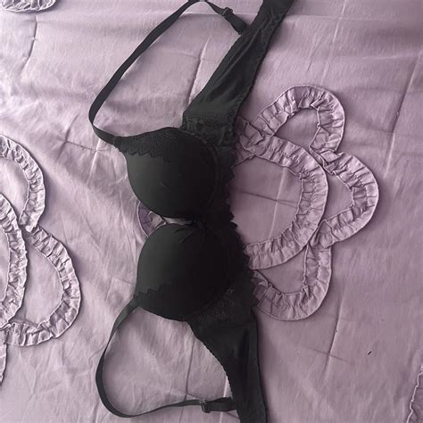 Black Lace Bra With Adjustable Straps Lingerie Depop