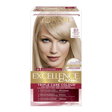 L Or Al Paris Excellence Cr Me Permanent Hair Color B Light Ash Blonde Grey Coverage Hair