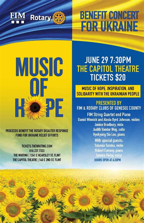 Benefit Concert For Ukraine Genesee Valley Rotary Club