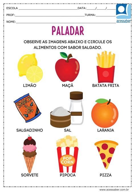 Atividade De Ci Ncias O Sentido Do Paladar Ed Infantil E Ano