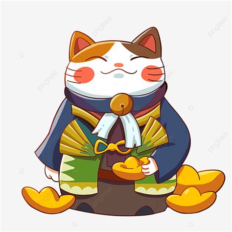 Japanese Lucky Cat White Transparent Japanese Lucky Cat Gold Ingot