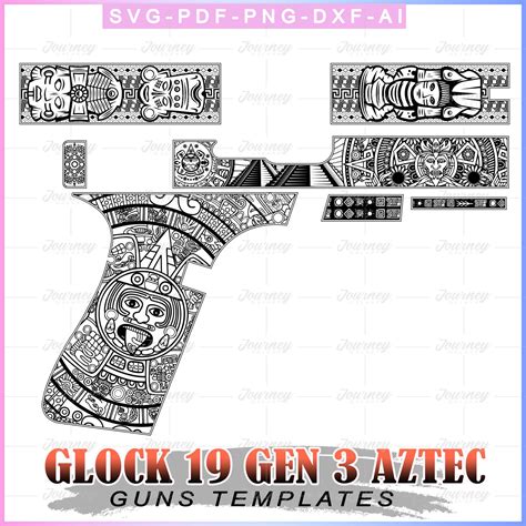 Glock 19 Gen 3 Aztec Gun Design Aztec Engraving Design Aztec Gun