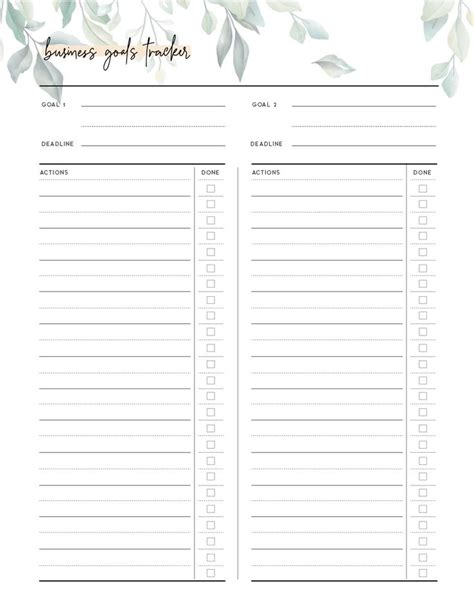 Download Business Goals Template PDF - World of Printables