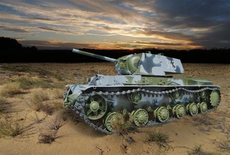 KV 1 Klim Voroshilov Soviet Heavy Tank In The Night Landscape Stock