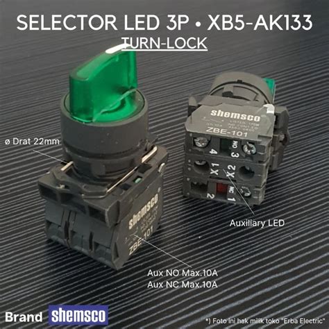 Jual Shemsco Mm Selector Switch Led Vac Vdc Push Lock Posisi