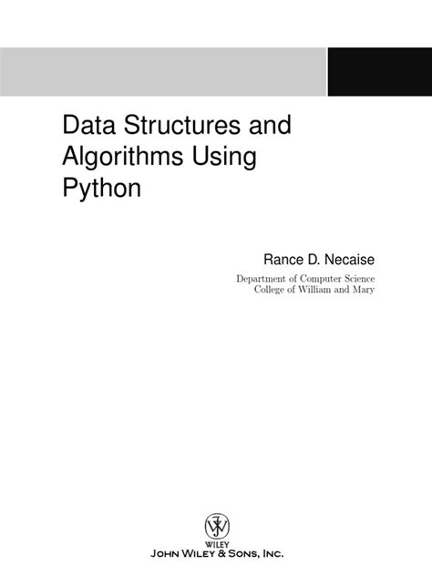 Data Structures And Algorithms Using Python Rance D Necaise Pdf