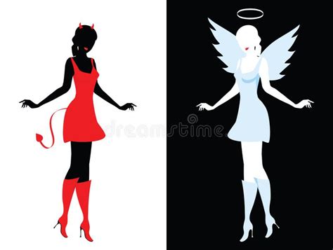 Angel And Devil Silhouettes Stock Vector Illustration Of Hell