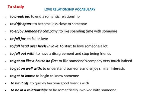 Love Relationship Vocabulary