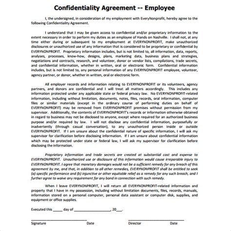 Free Sample Volunteer Confidentiality Agreement Templates In Ms Word